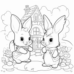de petit lapins qui vont  lcole dans une fort