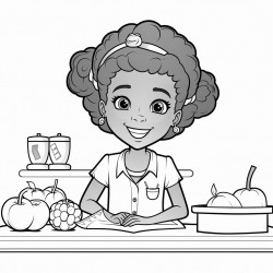 black little girl working as a nutritionist