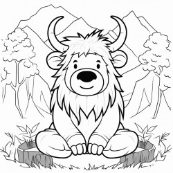 a yak meditating in the forest