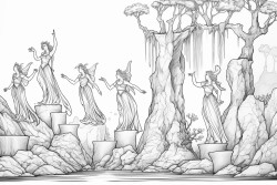 fairies dancing around tall stones