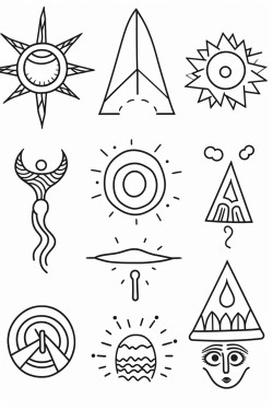 a cute spiritual symbols  coloring bookvector white background black and white black drawing