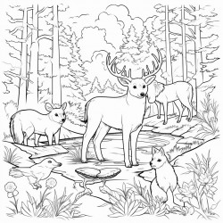 forest scenery with lot of animals