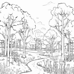 bosque lleno de arboles y flores