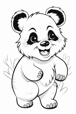 panda bear scratching his head while running
