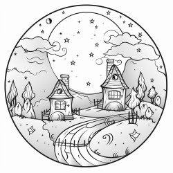 5spooky night scene with a full moon