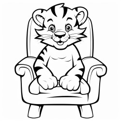 tiger sit on chair