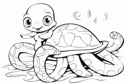 an octopus riding a sea turtle