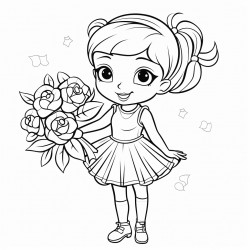 ballerina holding a bouquet of flowers