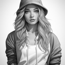 aesthetic realistic girl with long straight hair wearing a crop top hoodie and short jeans in a sporty style