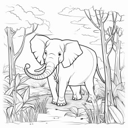 an elephant in a wild forest background