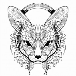 zentangle animal with headphones
