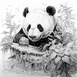 panda eats leasves
