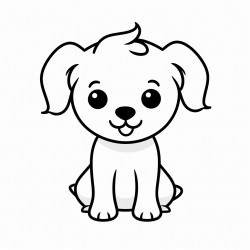 simple and cute dog drawing outline with thin bold lines