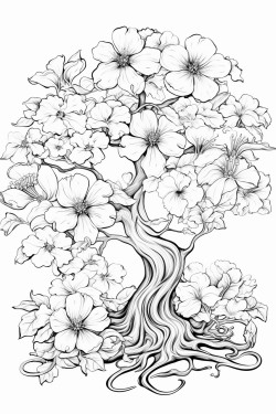 the tree of life surrounded by blooming flowers