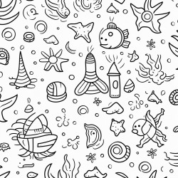 underwater doodle seamless pattern
