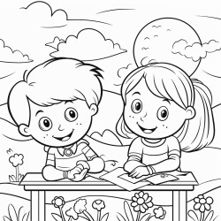 creats kids colouring page