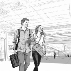 young couple in there twenties at the sky harbor airport  baggage claim