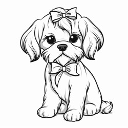 shitzu puppy with small bow on its head