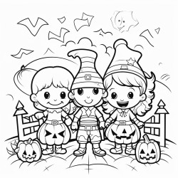 halloween theme coloring page for children