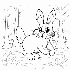 a rabbit running in the forest