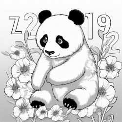 panda picture colour by number addtioon numbers