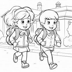 children go to junior school with briefcases