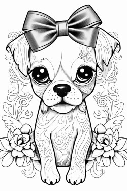 cute puppy with a ribbon