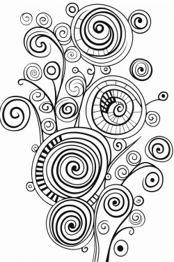 a cute whimsical whirls coloring bookvector white background black and white black drawing
