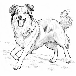 australian shepherd like dog that is walking on 2 paws and holds hands with a golden retirever