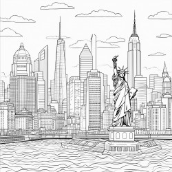 adult coloring page of nyc in zen style