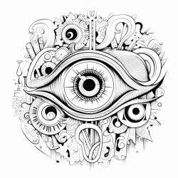 create a coloring page with the word objective turned into a create with the letter o in objective turned into an eye