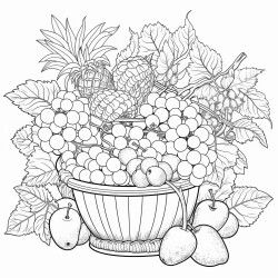 a basket overflowing with various fruits like strawberries oranges and grapes