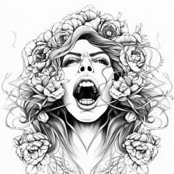 the words female rage surrounded by flowers