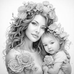 mother with a baby girl and toddler girl