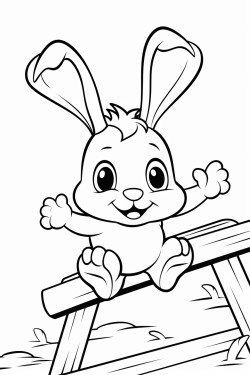 cute bunny jumping through an obstacle course