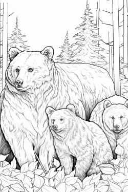 family of bears with mom dad older brother and 2 younger sisters going about life