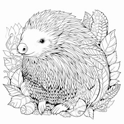 a sunda porcupine with intricate pattern inside of it no color no shading medium line