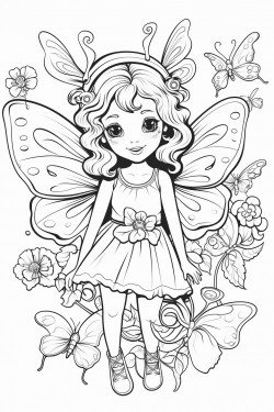 fairy with butterfly wings and butterflies everywhere