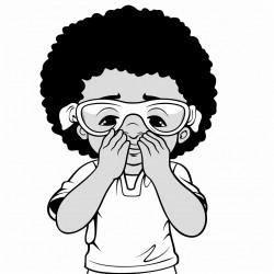 black child wiping their nose while wearing sunglasses