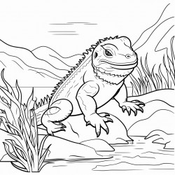 bearded dragon near water