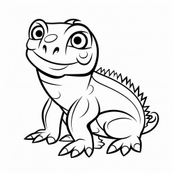 cute and simple iguana with bold lines