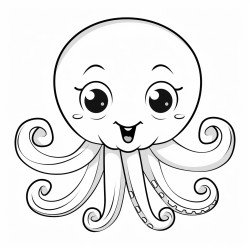 a playful fun cartoon version of an octopus