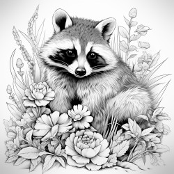 raccoons and flowers