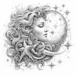 celestial moon and stars