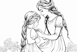 mother braiding daughters hair  a tender timeless scene