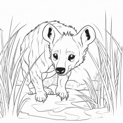 hyena playing hide and seek hiding behind something