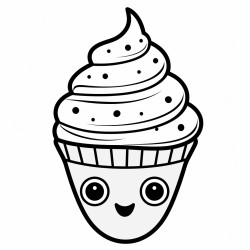 a cute three layer ice cream cone with eyes