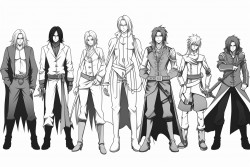 10 different male anime characcters without colour or shade