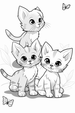 many mini cats playing with buterflies