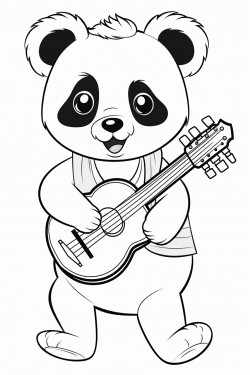 panda playing music instruments